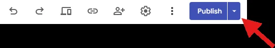 Google Sites editor showing publish your website