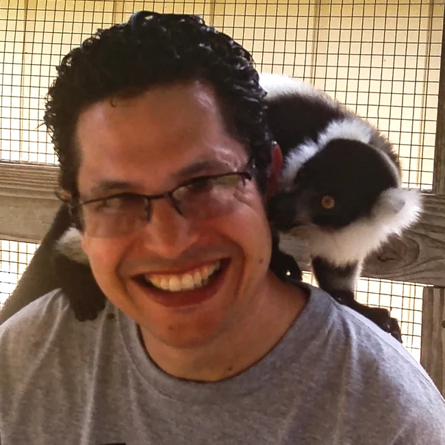 Mr. Fish with a lemur