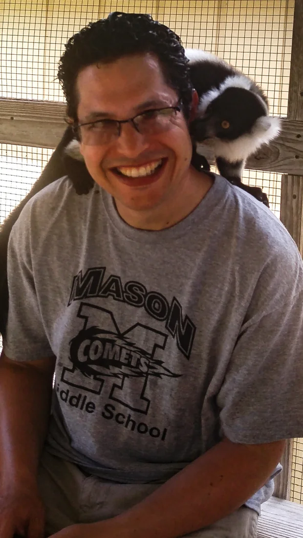 Mr. Fish with a lemur